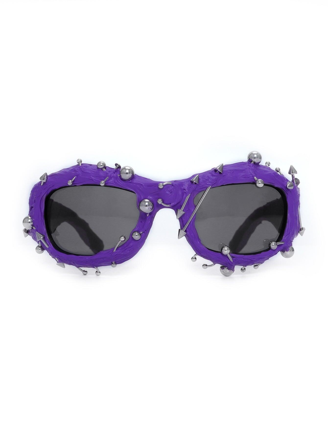 Purple Edgy Punk Rock Spiked Sunglasses