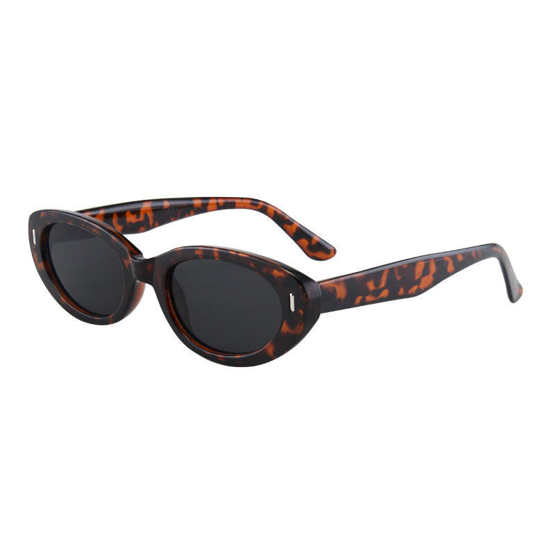 2PCS Leopard Gray Retro Oval Cat-Eye Sunglasses