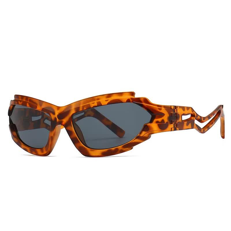 Futuristic Sports Wrap Man Sunglasses - Bold Leopard
