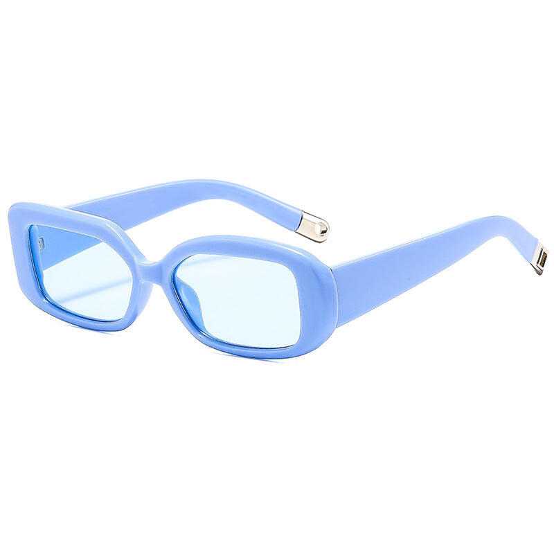 Blue frame blue film 2-pcs Retro Rectangular Sunglasses