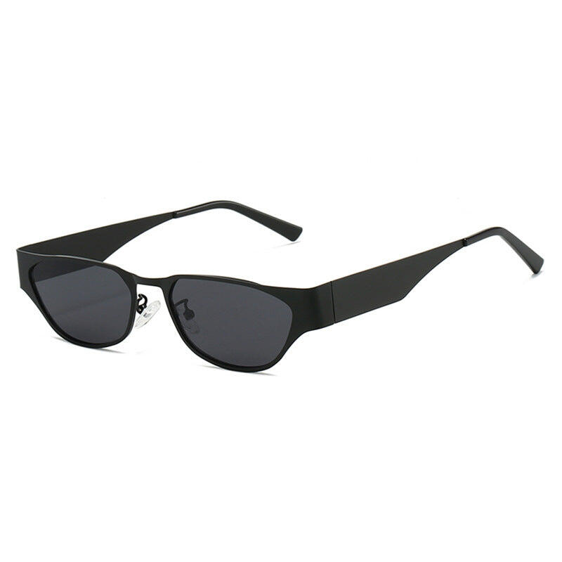 Black Retro Cat Eye Sunglasses - Metal Frame