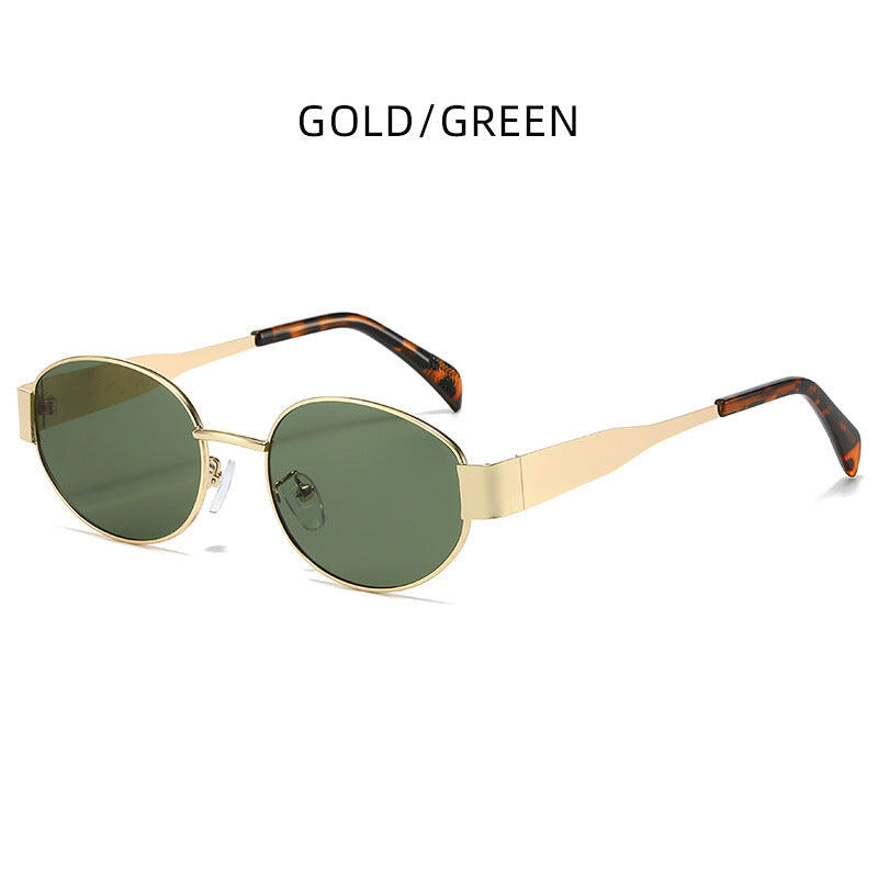 Gold + Green 2-PCS Retro Oval Sunglasses