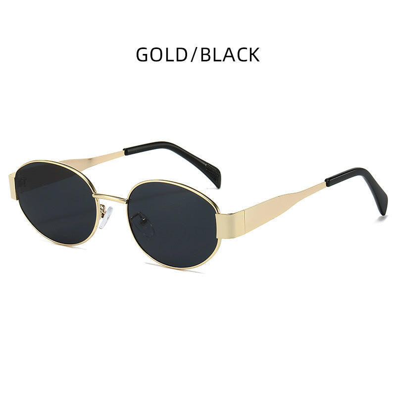 Gold + Black 2-PCS Retro Oval Sunglasses with UV Protection