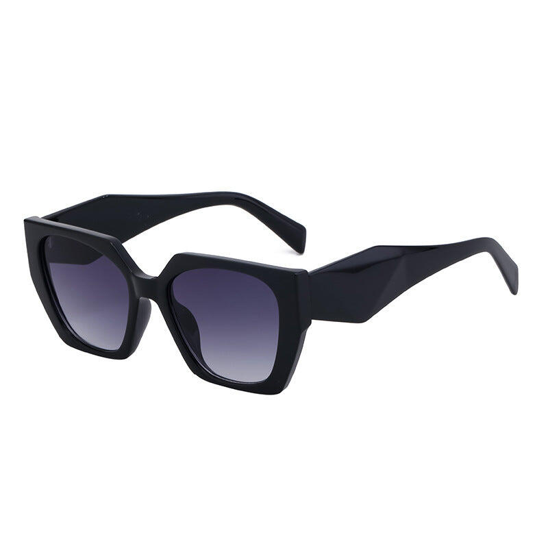 Bold Oversized Black Frame Grey Lens Sunglasses