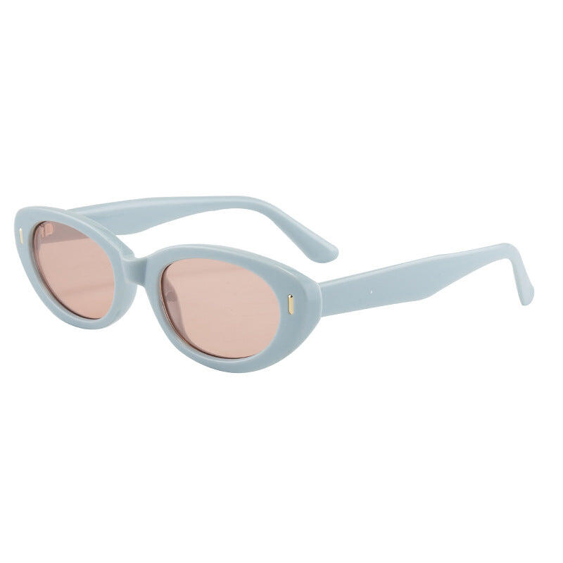 2PCS Pink Blue Retro Oval Cat-Eye Sunglasses