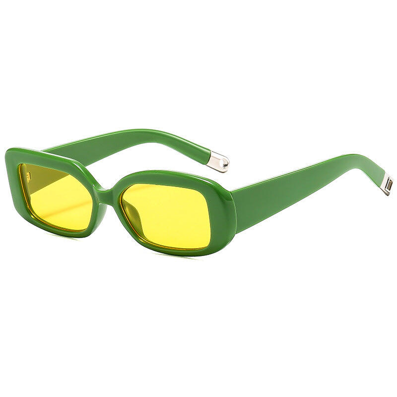 Green frame yellow film 2-pcs Retro Rectangular Sunglasses