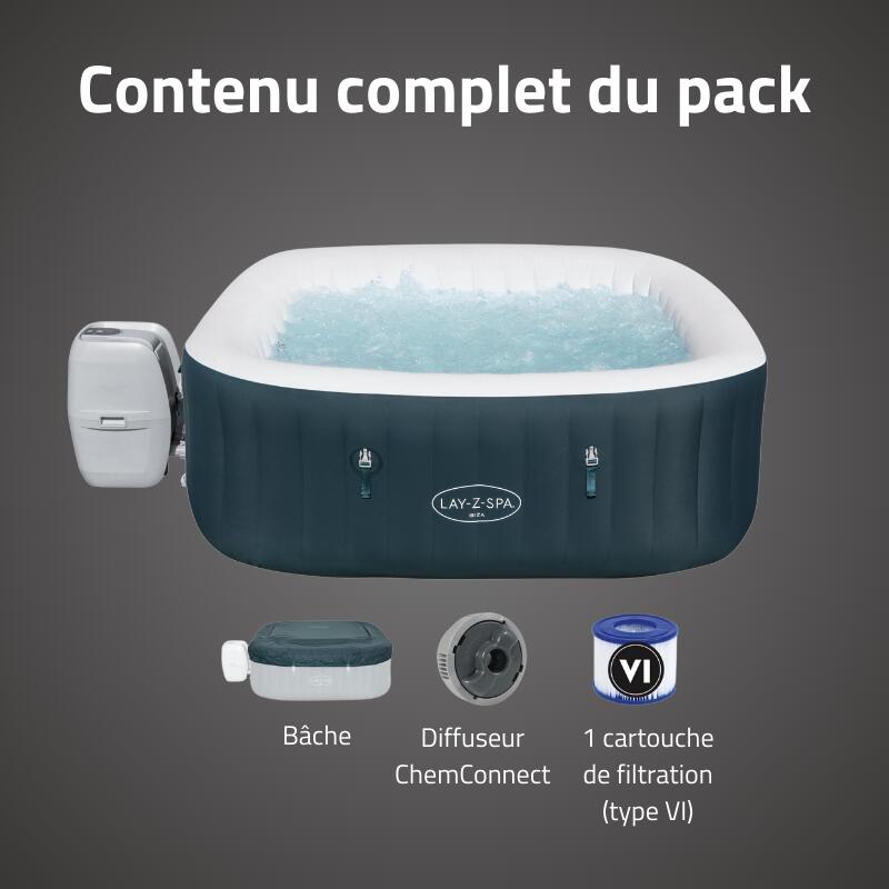 Bestway Spa gonflable carré Lay-Z-Spa Ibiza AirJet 4-6 personnes 6/7