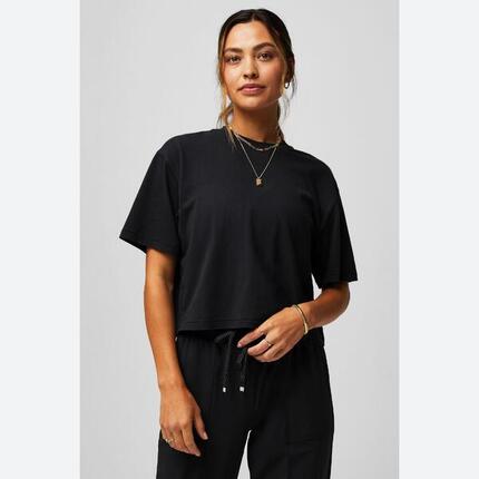 Haut Femme Cotton Boxy Tee Avec Col Rond