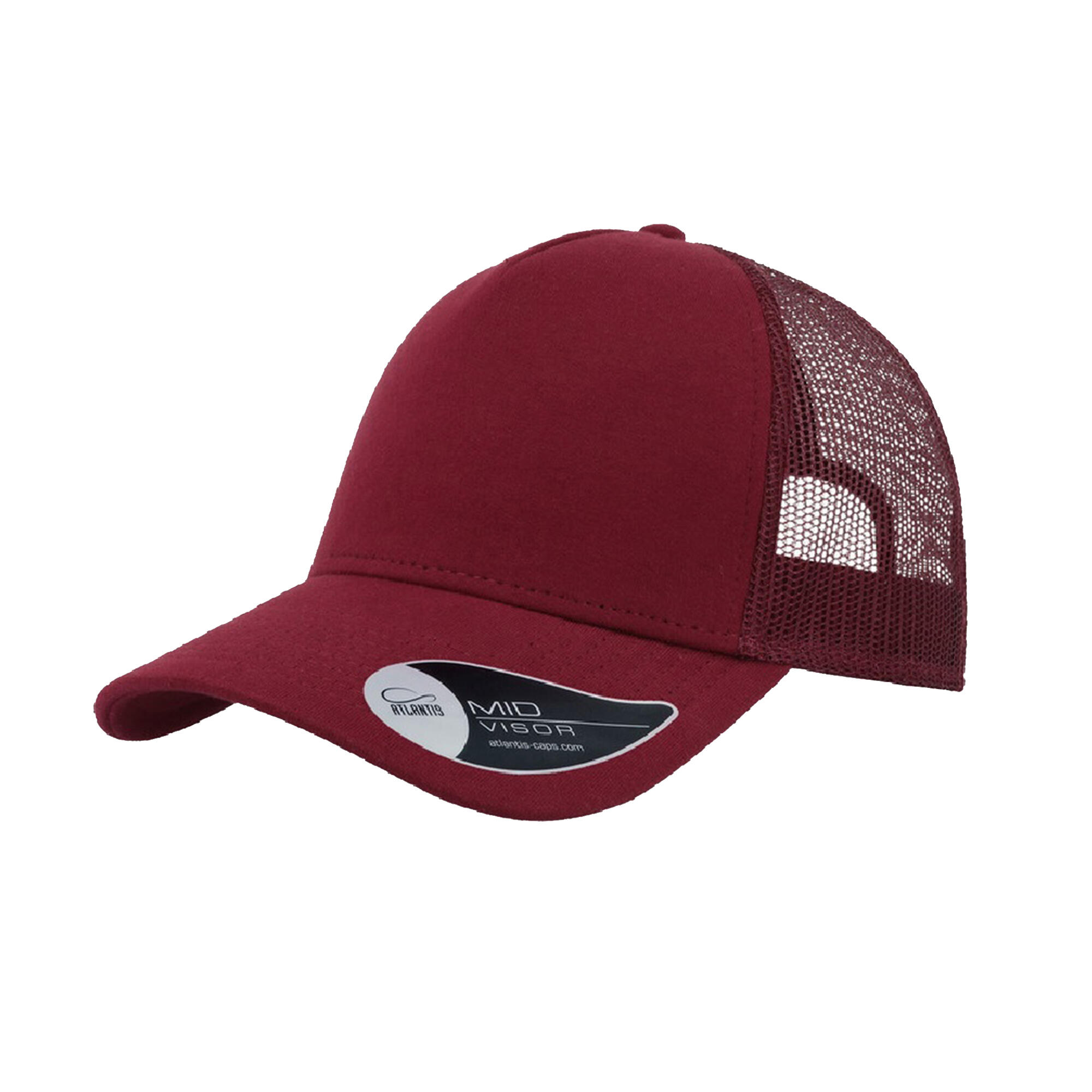 ATLANTIS Rapper Jersey Mid Visor Trucker Cap (Burgundy)