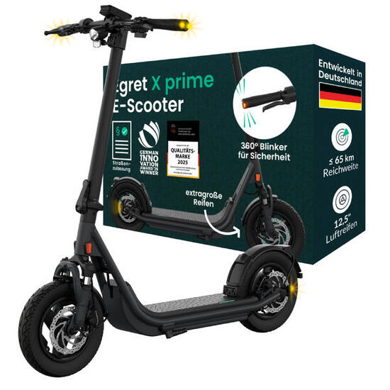 E-Scooter mit Straßenzulassung X prime , 65 km, 12,5" Luftreifen, Federung