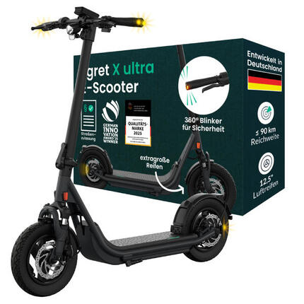 E-Scooter mit Straßenzulassung X ultra , 90 km, 12,5" Luftreifen, Federung