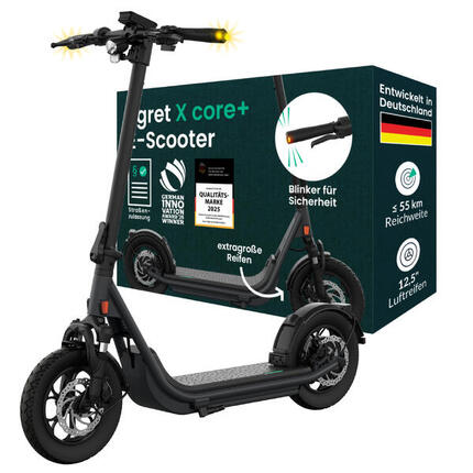 E-Scooter mit Straßenzulassung X core+ , 55 km, 12,5" Luftreifen, Federung