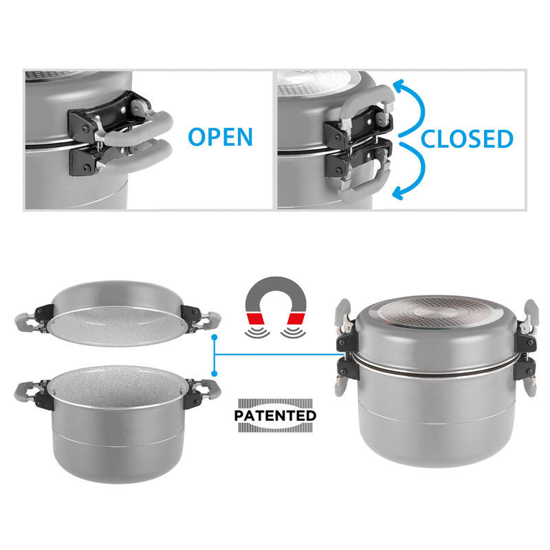 Batería de Cocina Fusion 7+1 Magnética Camping Olla Sartén Cerámica 5/7