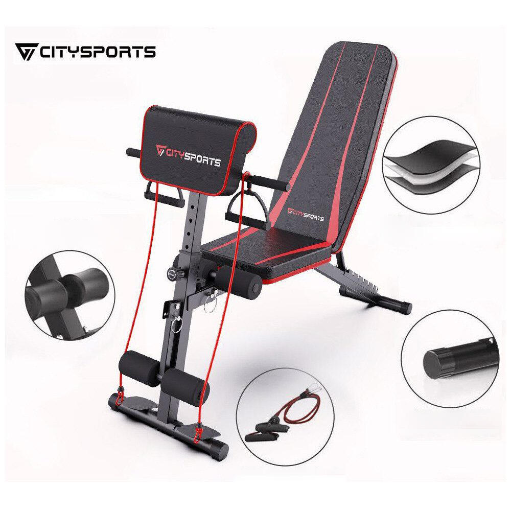 Halterbank Inklapbaar CITYSPORTS Verstelbaar Zwart Full Body Workout 5/6