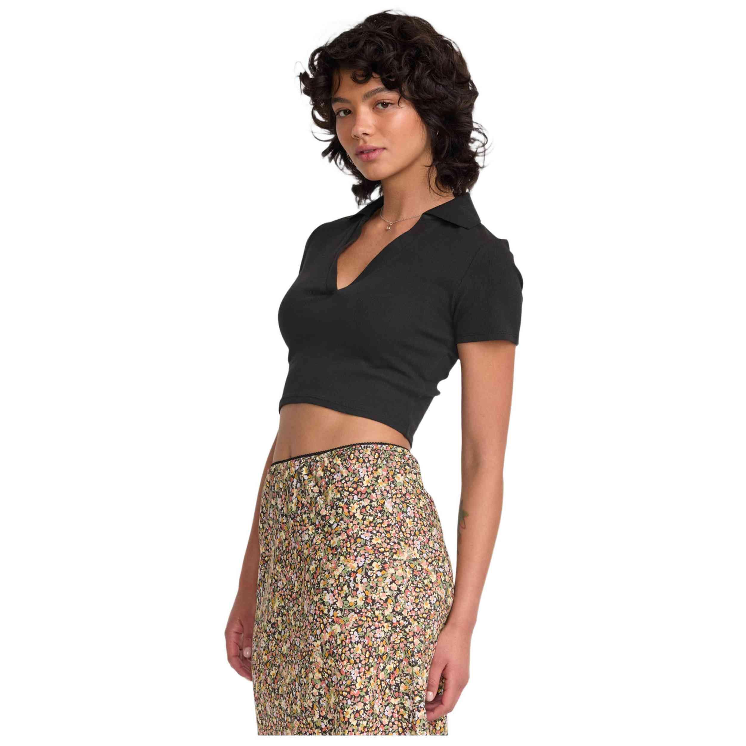 Polo à manches courtes Rvca modèle 23B011501-BLK pour femmes 3/3