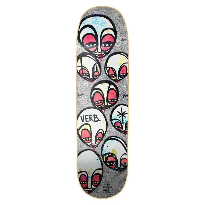 Skateboard Deck Verb Faces Gray 8.75"