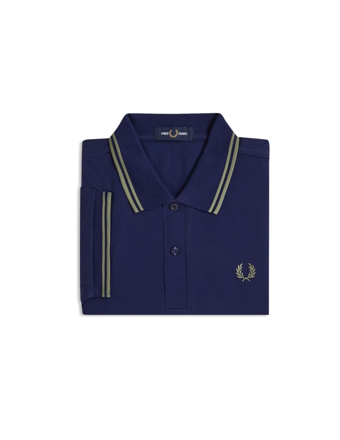 Polo pour homme Fred Perry Twin Tipped Bleu 3/4