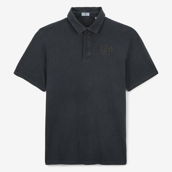 Polo manches courtes avec broderie ton sur ton en coton gris carbone