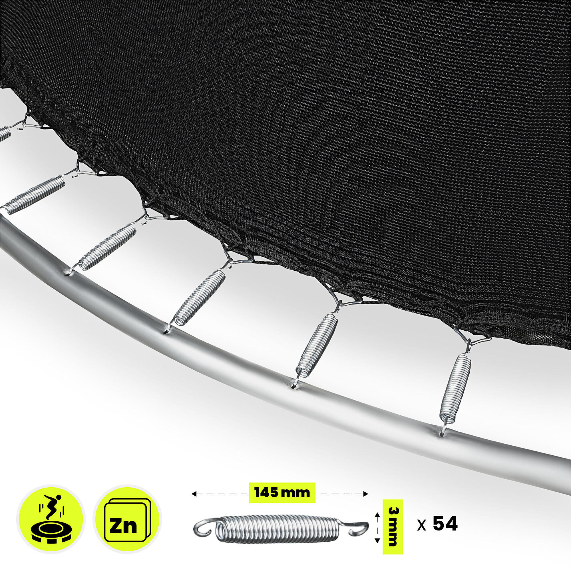 Trampoline jardin 305cm 10FT 3 Pieds 54 Ressorts Filet Échelle Max 100kg EN71 4/5