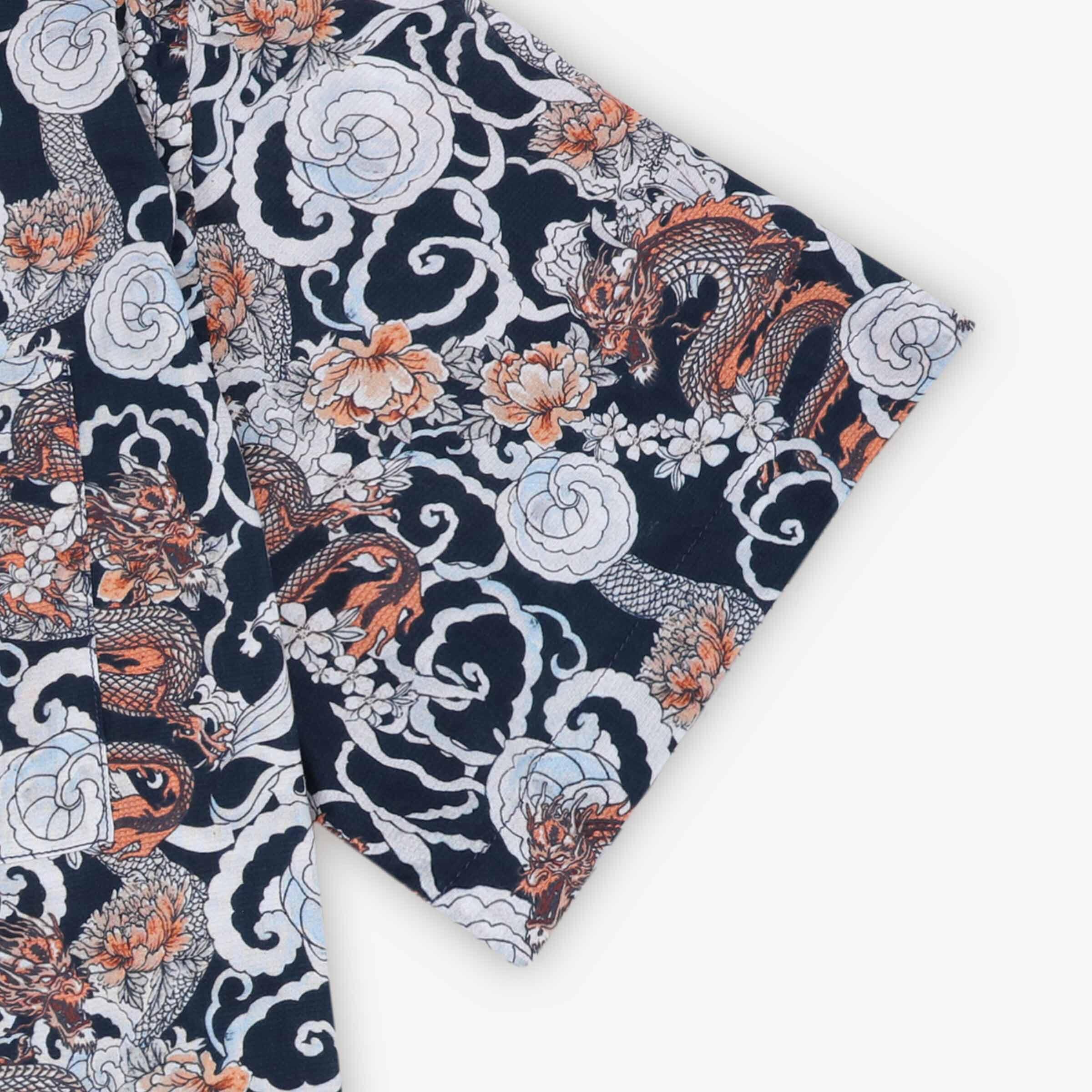 Camicia a maniche corte in cotone con stampa draghi 5/5