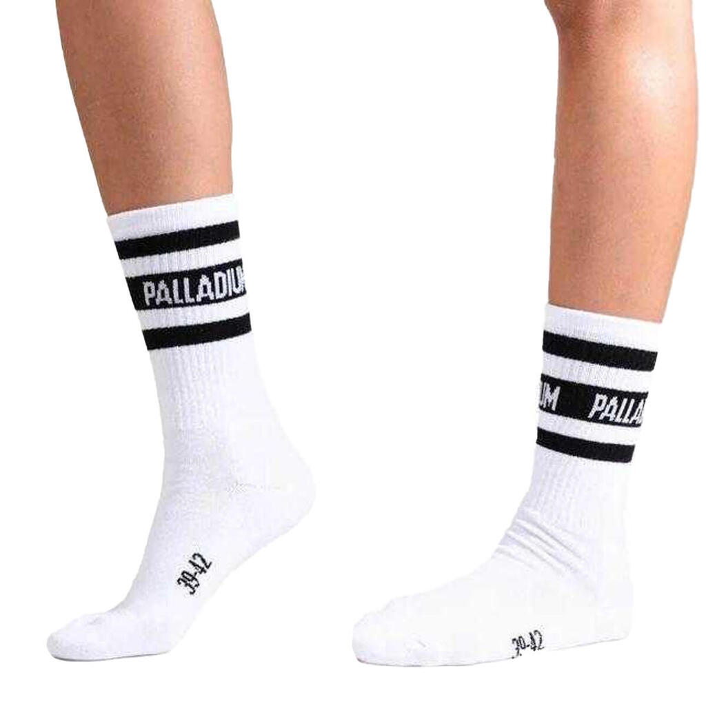 Unisex Adult Mid Cut Socks (White/Black)