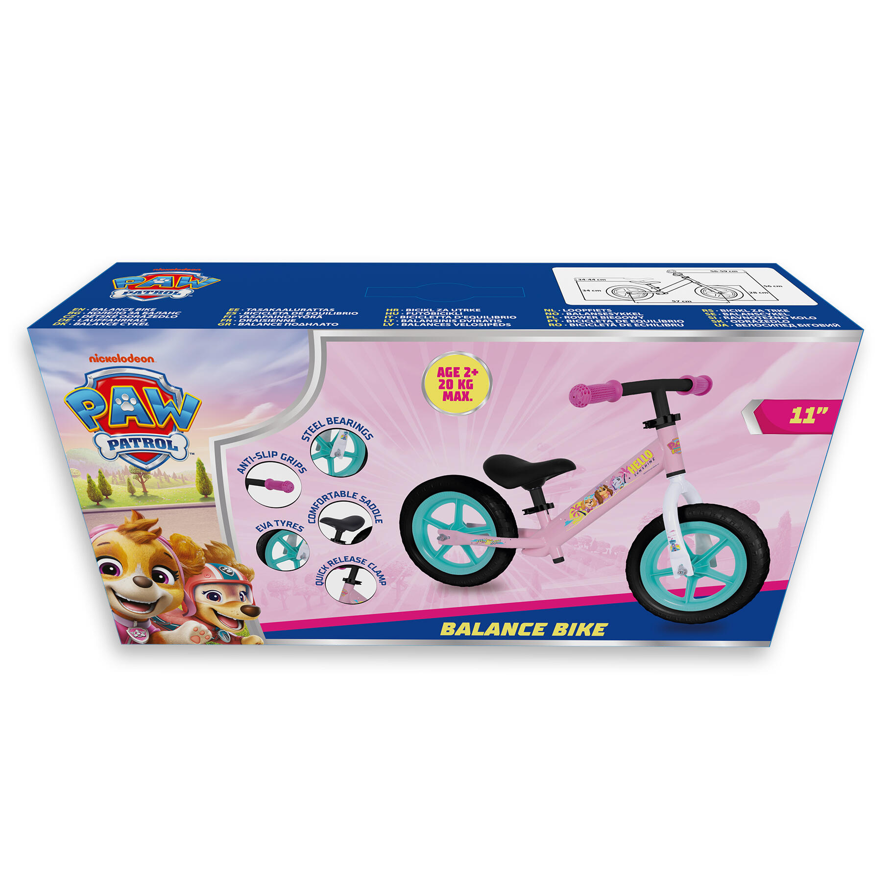 Mädchen-Balancefahrrad mit 2 Rädern Paw Patrol, rosa 3/5