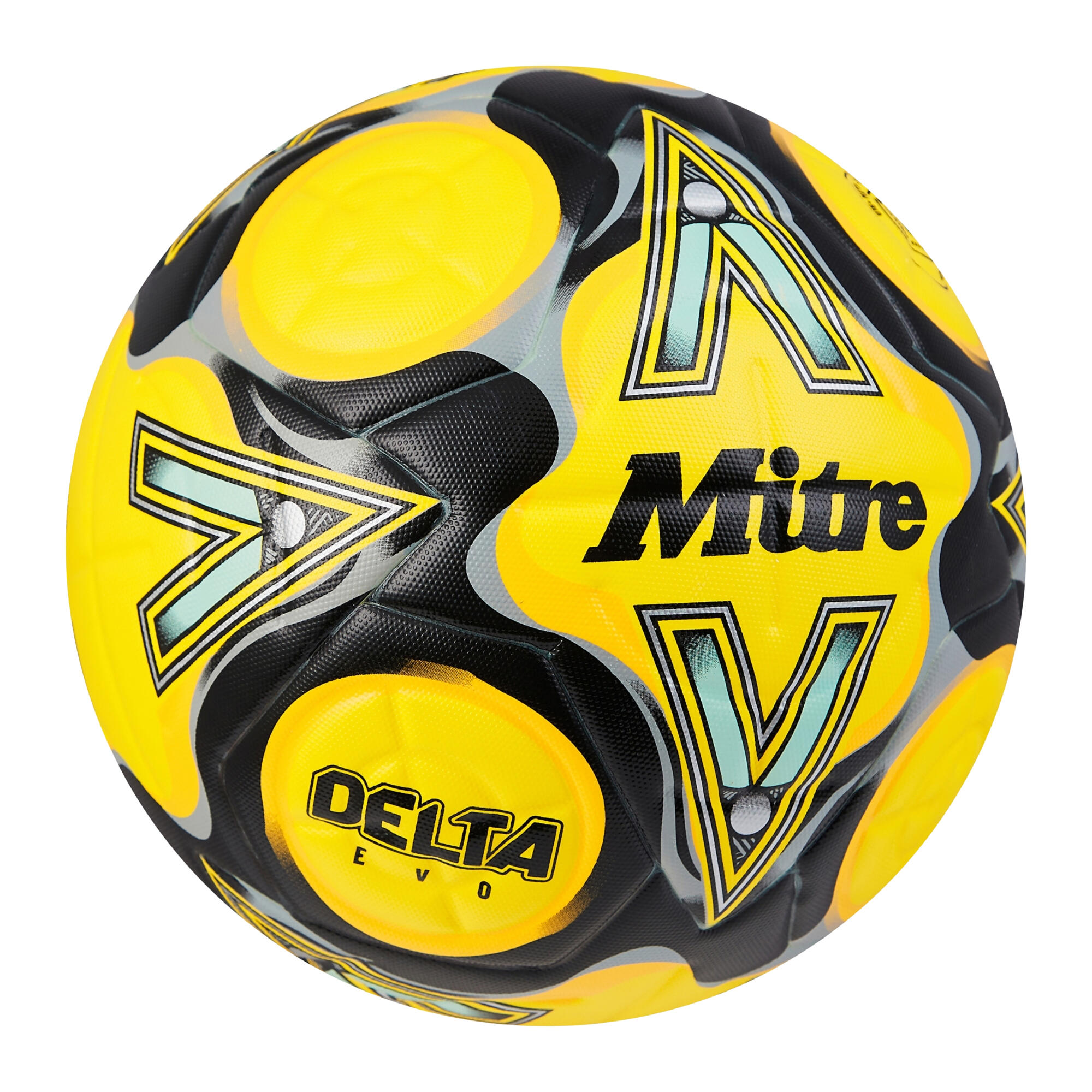 Pallone Logo Mitre Delta Evo Giallo Fluorescente Nero Grigio 4 2/6