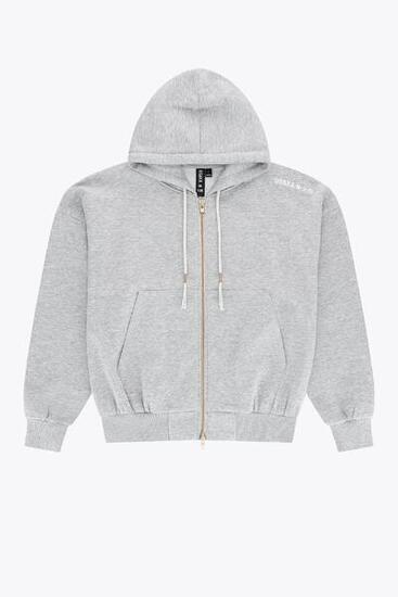 Osaka Herren-Kapuzenjacke mit durchgehendem Reißverschluss | Heather Grey