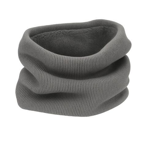 Fular tip guler, 30 x 24 cm, material tricotat, interior pufos, gri