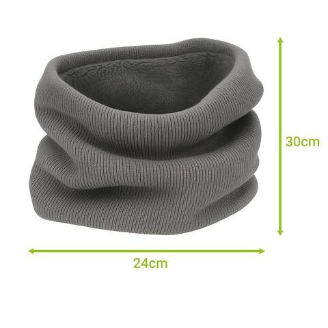 Fular tip guler, 30 x 24 cm, material tricotat, interior pufos, gri