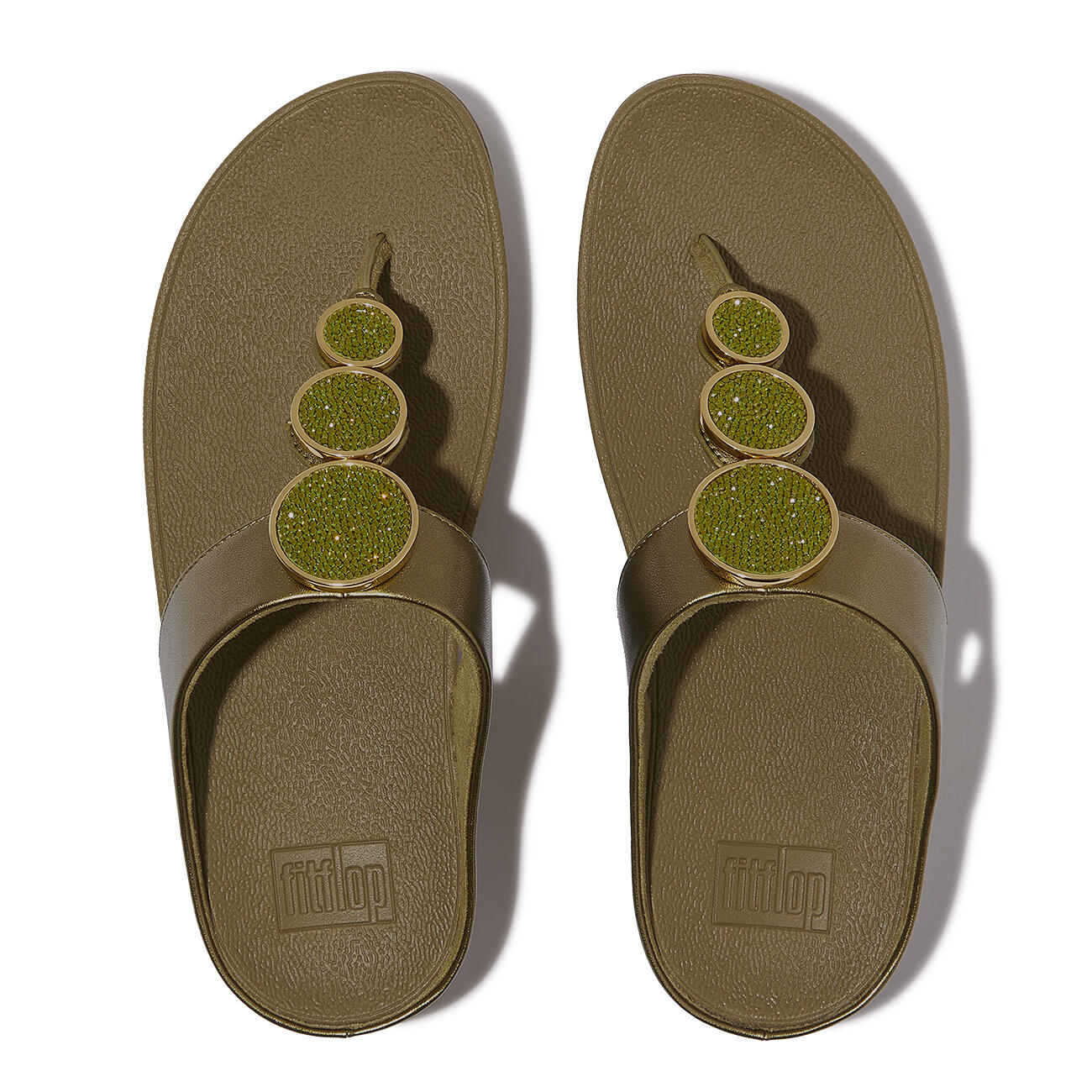 FITFLOP FitFlop Halo Bead-Circle Metallic Toe-Post Sandals  METALLIC CAMO-GROEN 5/7