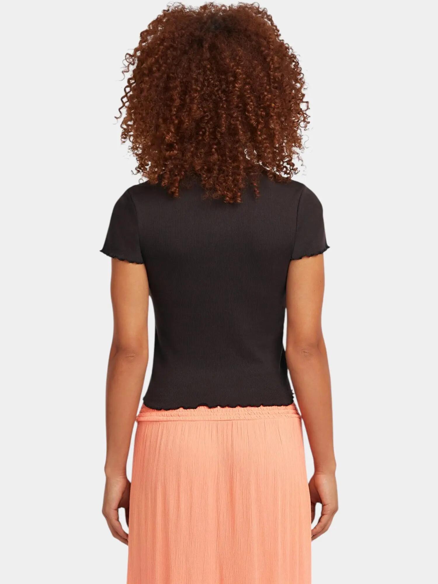 Camiseta - deporte - mujer - canalé, manga corta - negro 2/7