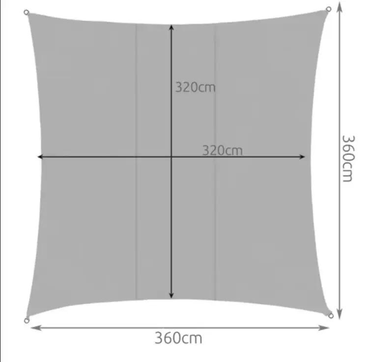 Prelata impermeabila pentru soare, cu agatatoare,180 g/mp, 3.6x3.6 m, UV30 6/7
