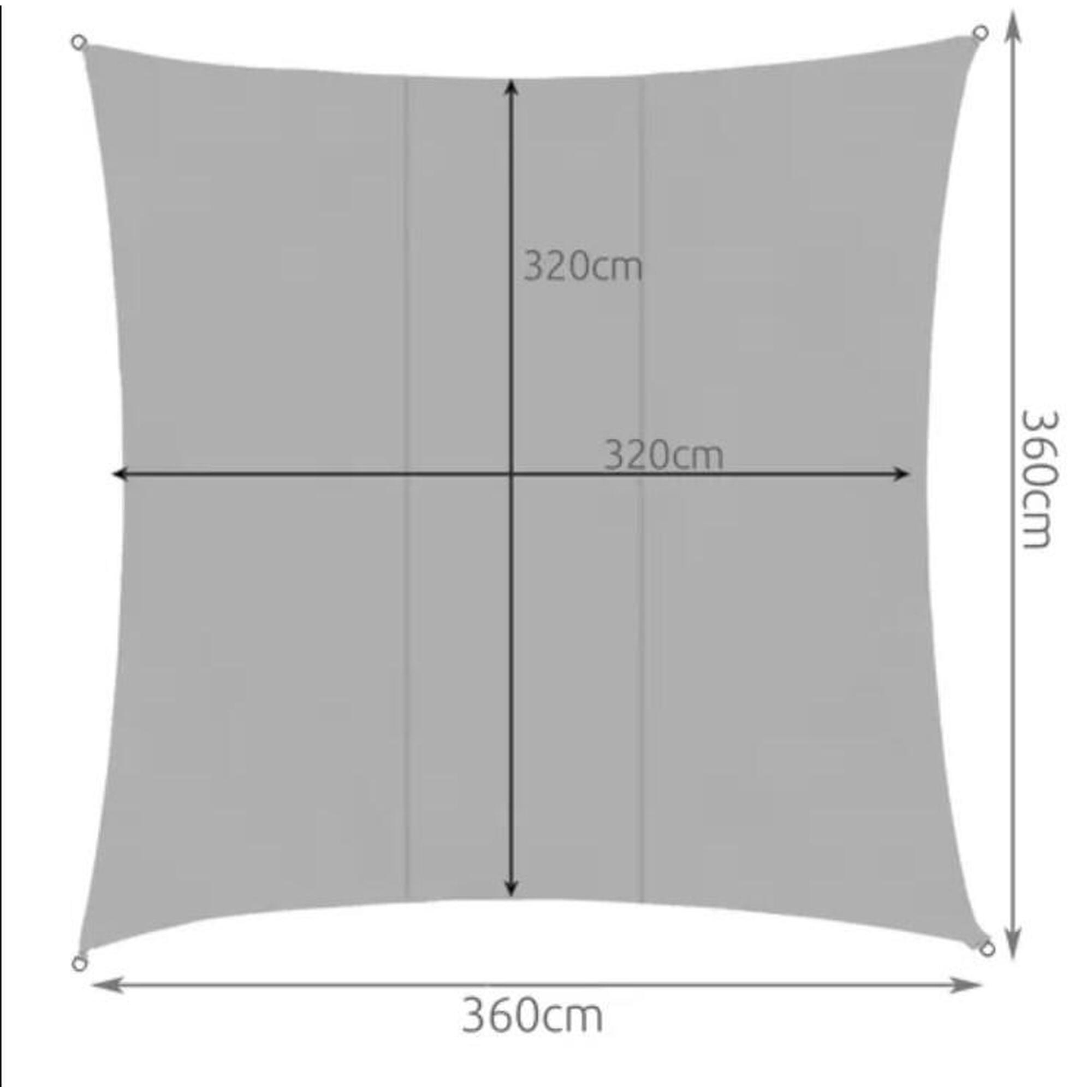 Prelata impermeabila pentru soare, cu agatatoare,180 g/mp, 3.6x3.6 m, UV30