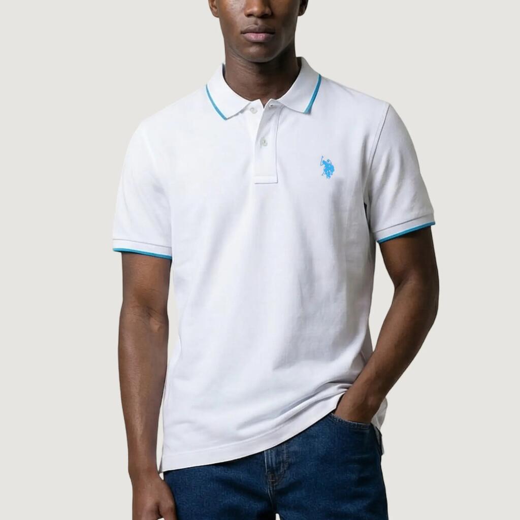 MEN'S short-sleeved polo shirt BLACK WHITE