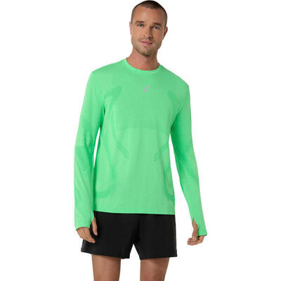 T shirts overhemden heren - asics road seamless ls top - vital green/illuminate