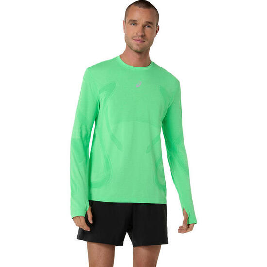 T Shirts Overhemden Heren - ASICS ROAD SEAMLESS LS TOP - Vital Green/Illuminate