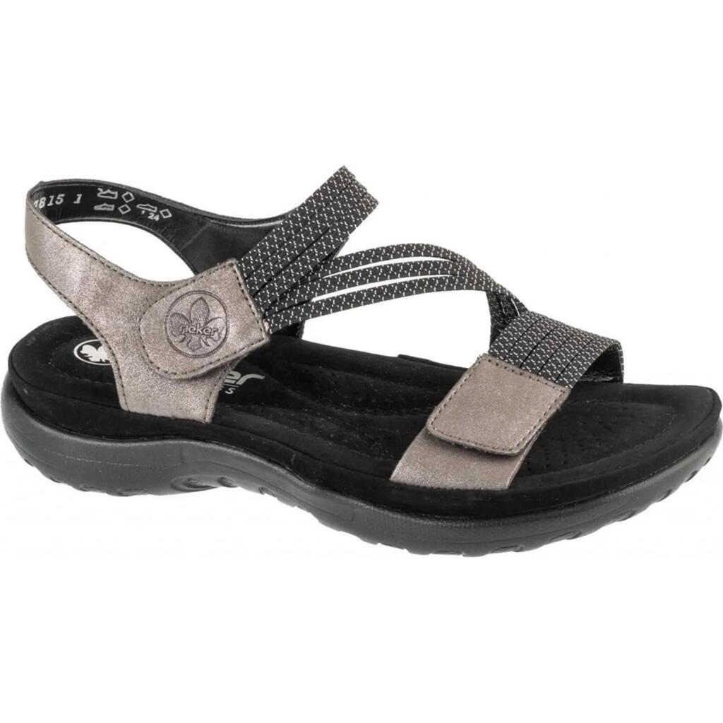Womens/Ladies Stripe Synthetic Leather Sandals (Grey)