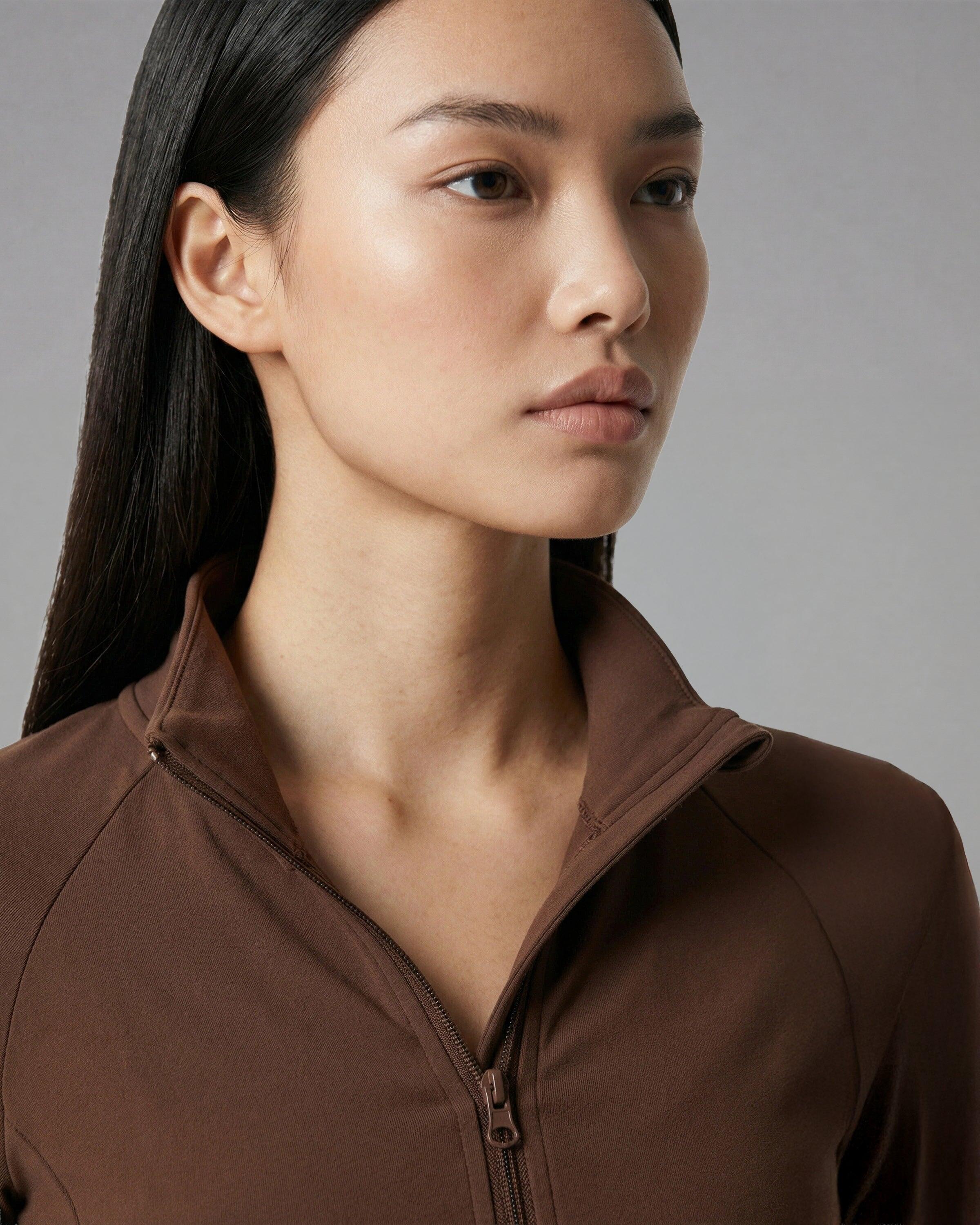 Chaqueta Cremallera Fitness Mujer Softform™ - Marrón 3/3
