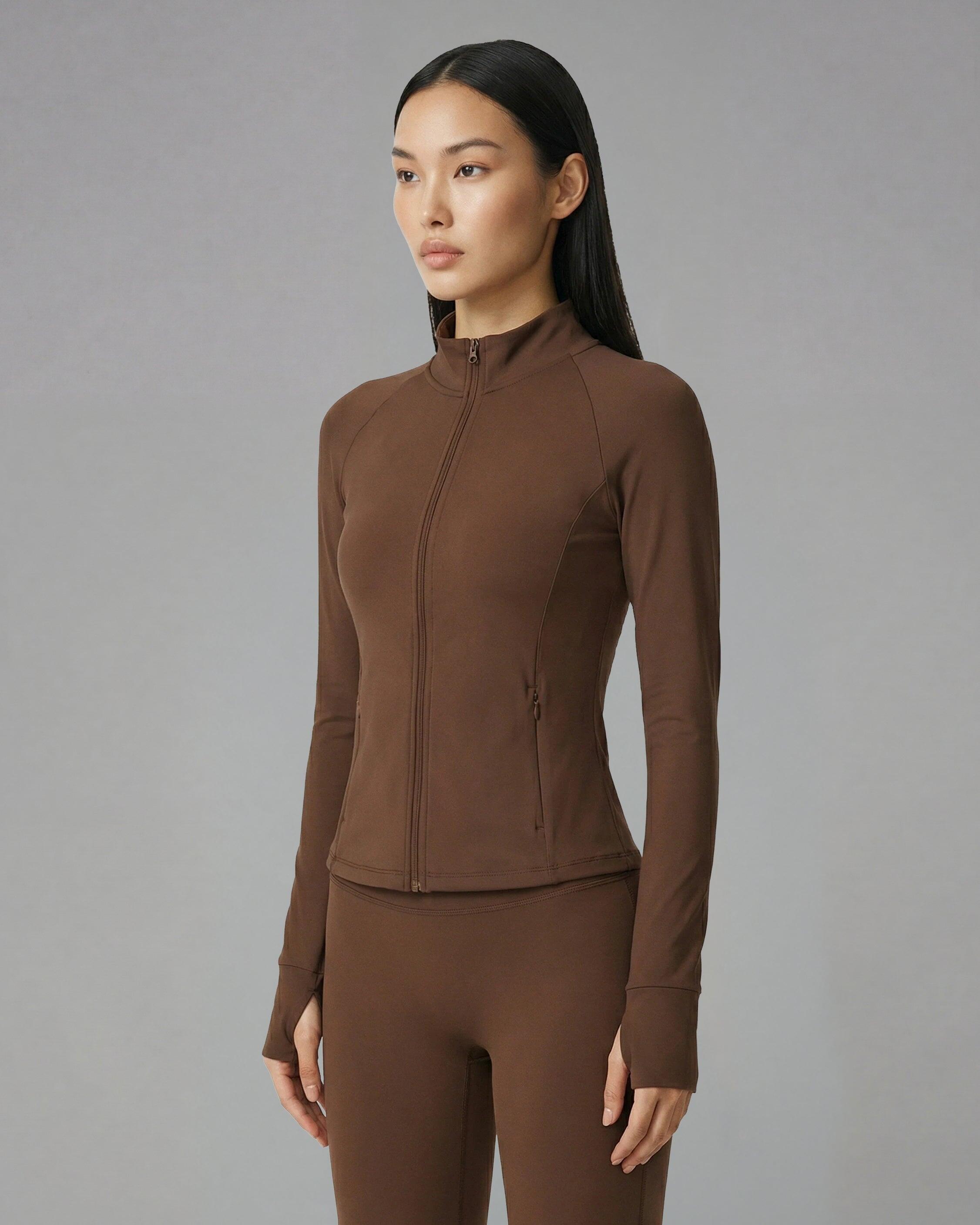Chaqueta Cremallera Fitness Mujer Softform™ - Marrón 2/3