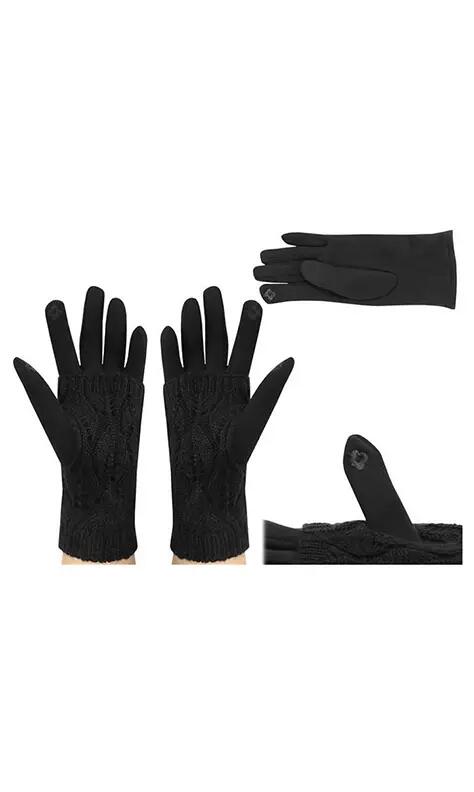 Manusi de iarna ,2 in 1, functie Touchscreen , model tricotat, negre, universale 7/7