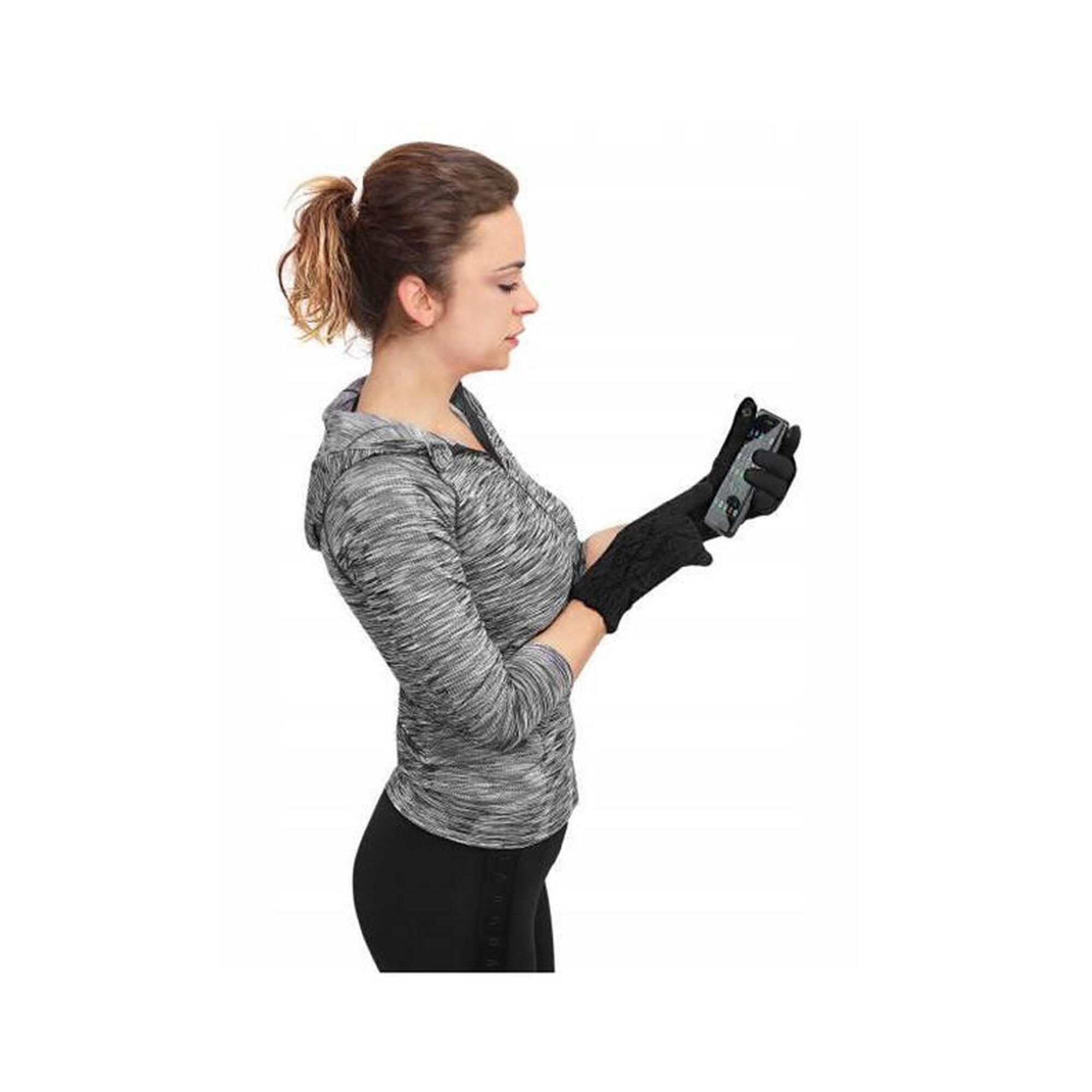 Manusi de iarna ,2 in 1, functie Touchscreen , model tricotat, negre, universale