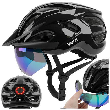 Kask rowerowy Vayox Speed VA0425 z lampka LED i szybką