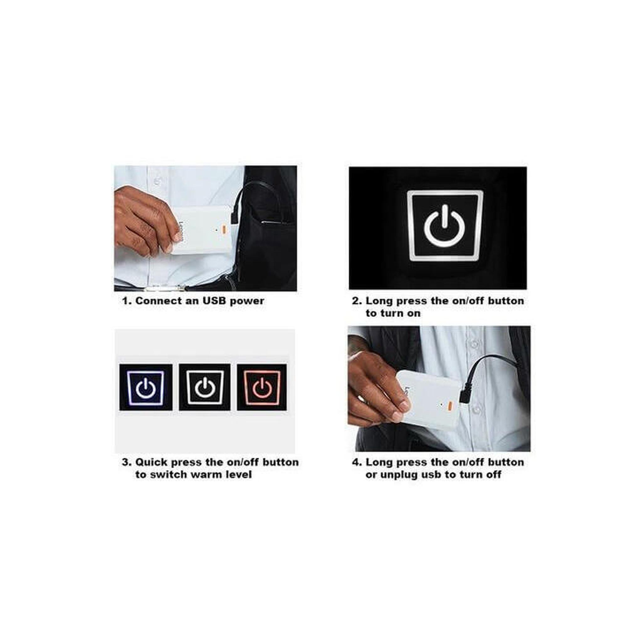 Vesta unisex cu incalzire, slim, 3 niveluri de temperatura, USB incorporat, M