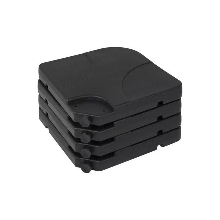 Baza umbrela gradina patrata, 4 elemente, 60 l, 104x104x8 cm, HDPE, negru