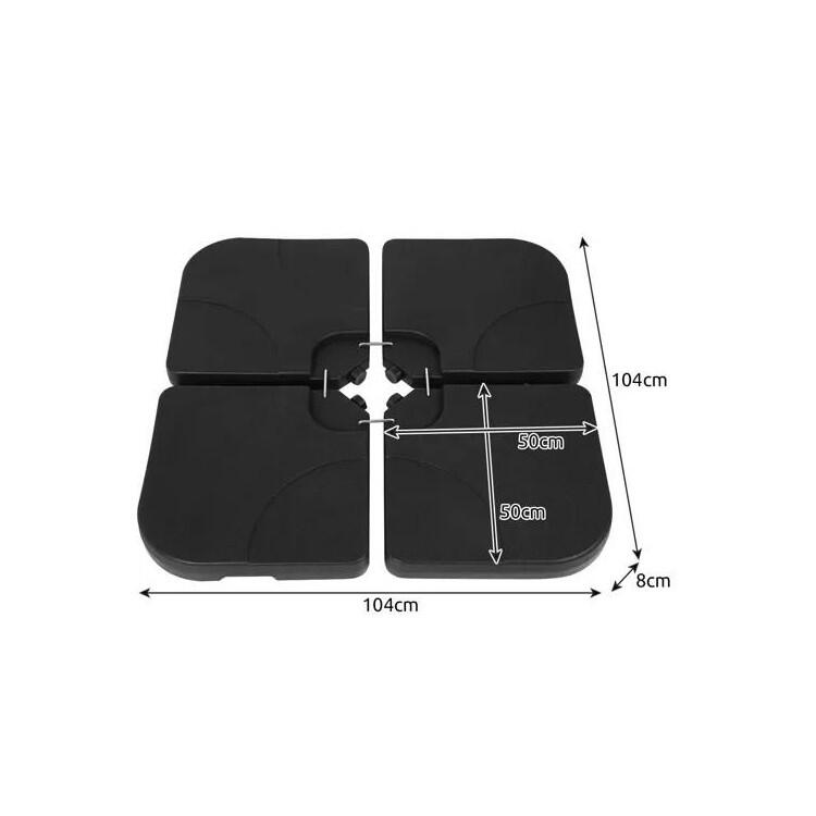 Baza umbrela gradina patrata, 4 elemente, 60 l, 104x104x8 cm, HDPE, negru