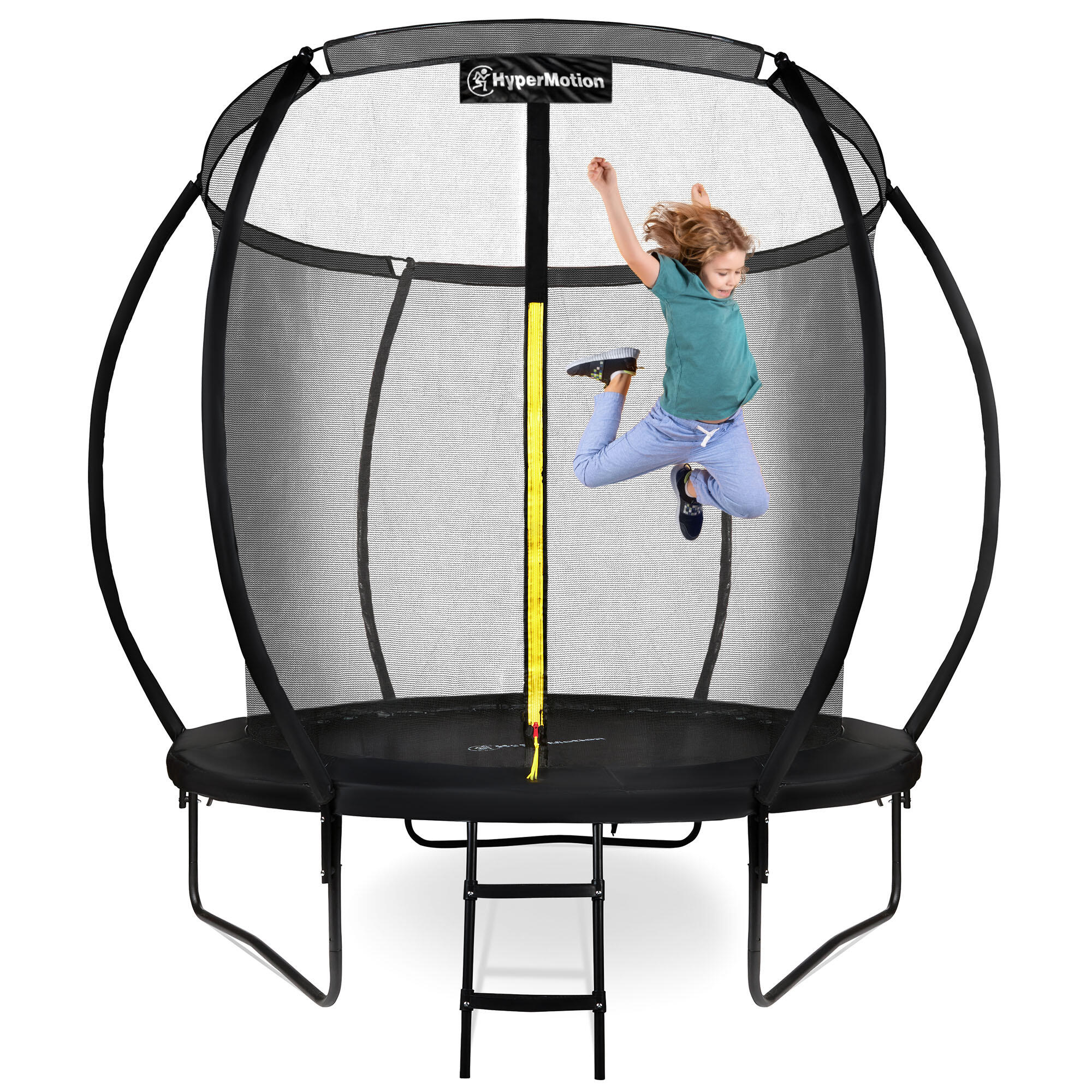 Trambulină HYPERMOTION 244 cm, cadru metalic, plasă de siguranță și scară
