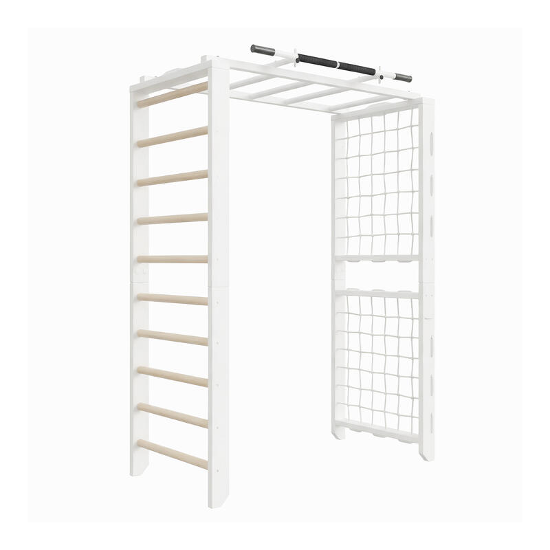 Copii Fitness Spalier Gimnastică Plasă Escaladare Gravity Alb Lemn Set