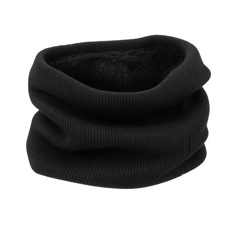Fular tip guler, 30 x 24 cm, material tricotat, interior pufos, negru