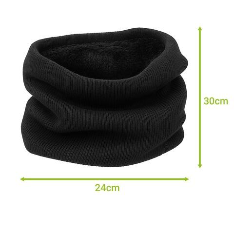 Fular tip guler, 30 x 24 cm, material tricotat, interior pufos, negru